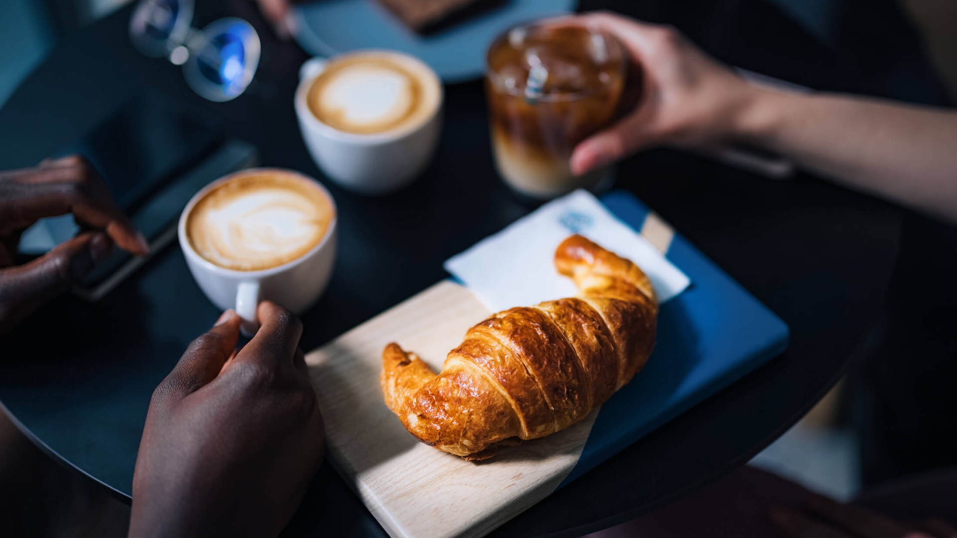 Coffee Latte with Croissants Bread